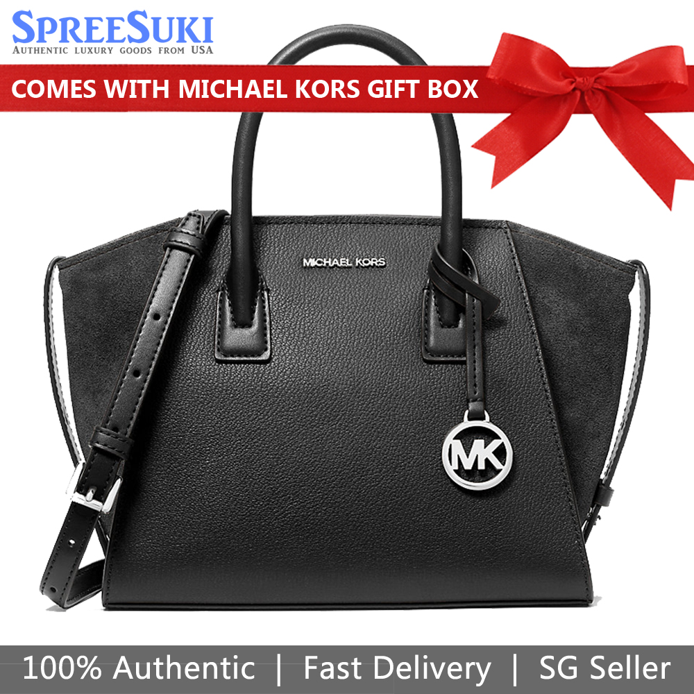 Michael Kors Sling Bag Crossbody Avril Small Top Zip Satchel Black # 35F4S4VS1L