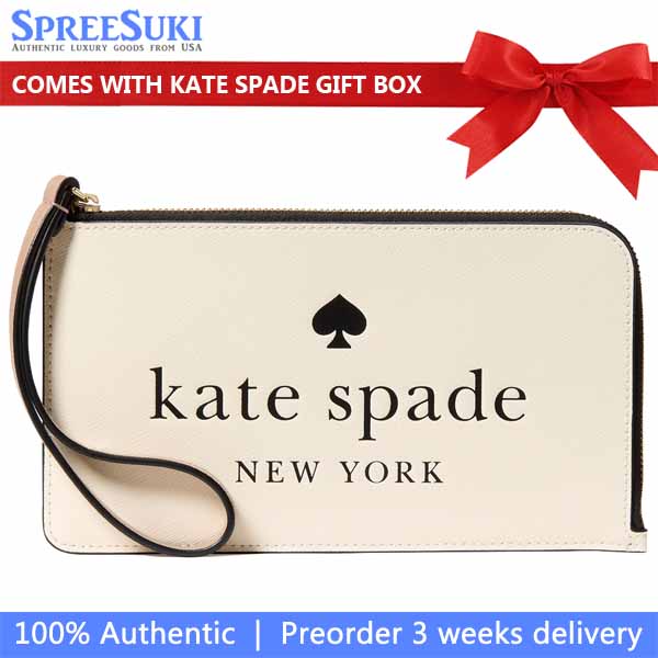 Kate Spade Lucy Medium L-Zip Wristlet Toasted Hazelnut Multi # KL854