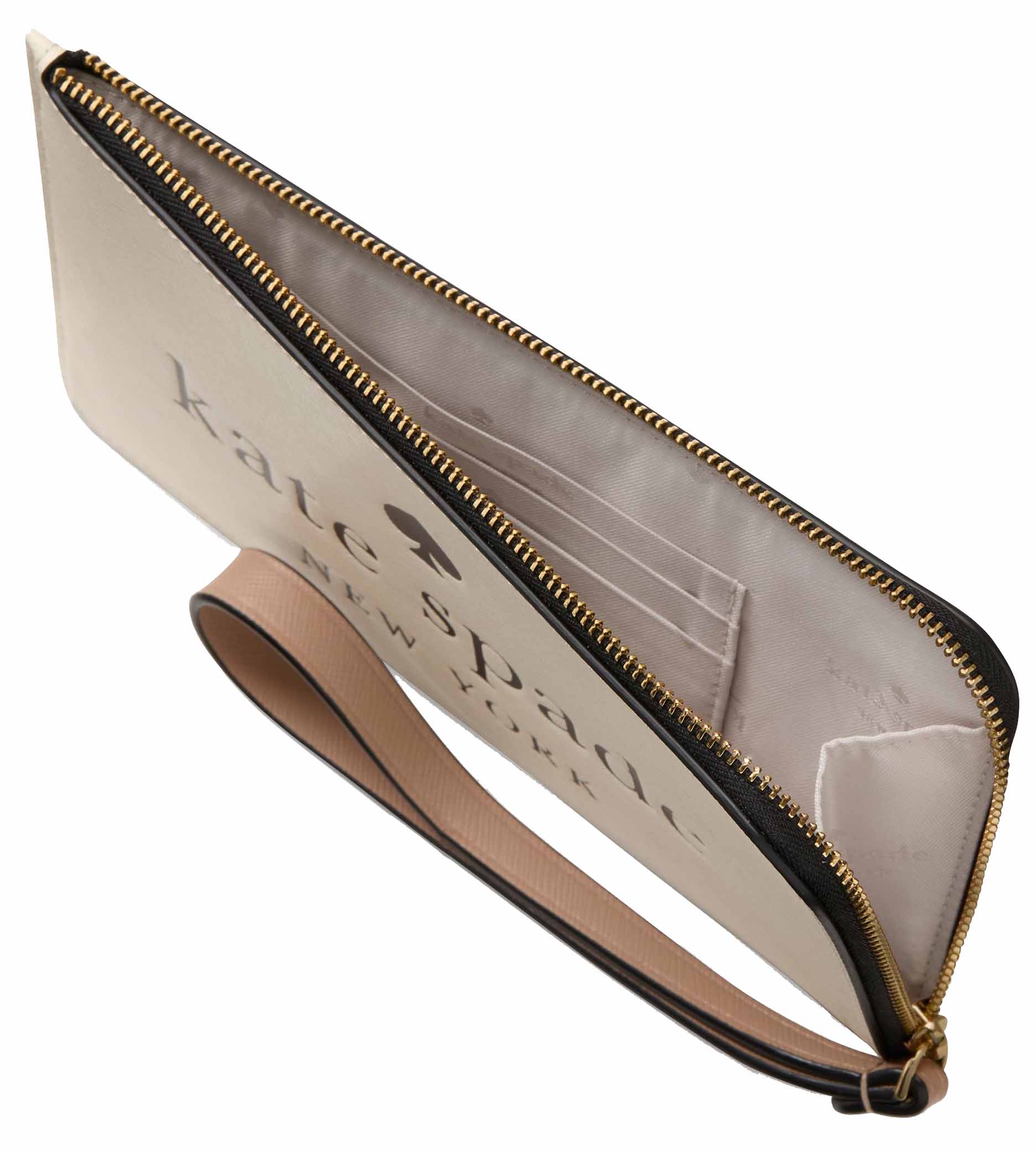 Kate Spade Lucy Medium L-Zip Wristlet Toasted Hazelnut Multi # KL854