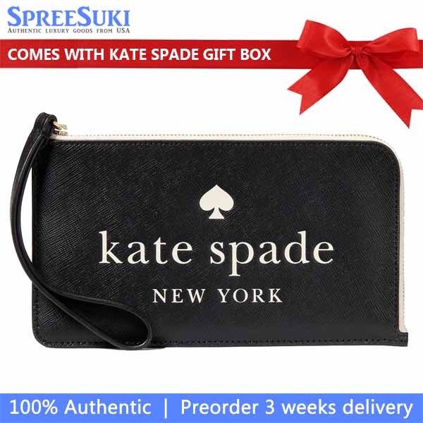 Kate Spade Lucy Medium L-Zip Wristlet Black Multi # KL854