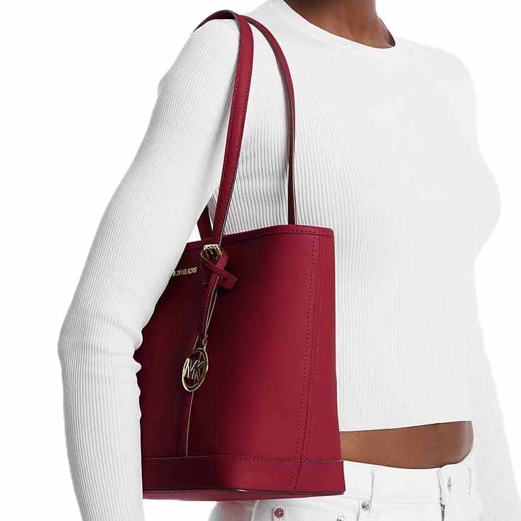 Michael Kors Tote With Gift Bag Jet Set Travel Small Zip Top Tote Shoulder Bag Cherry # 35S0GTVT1L