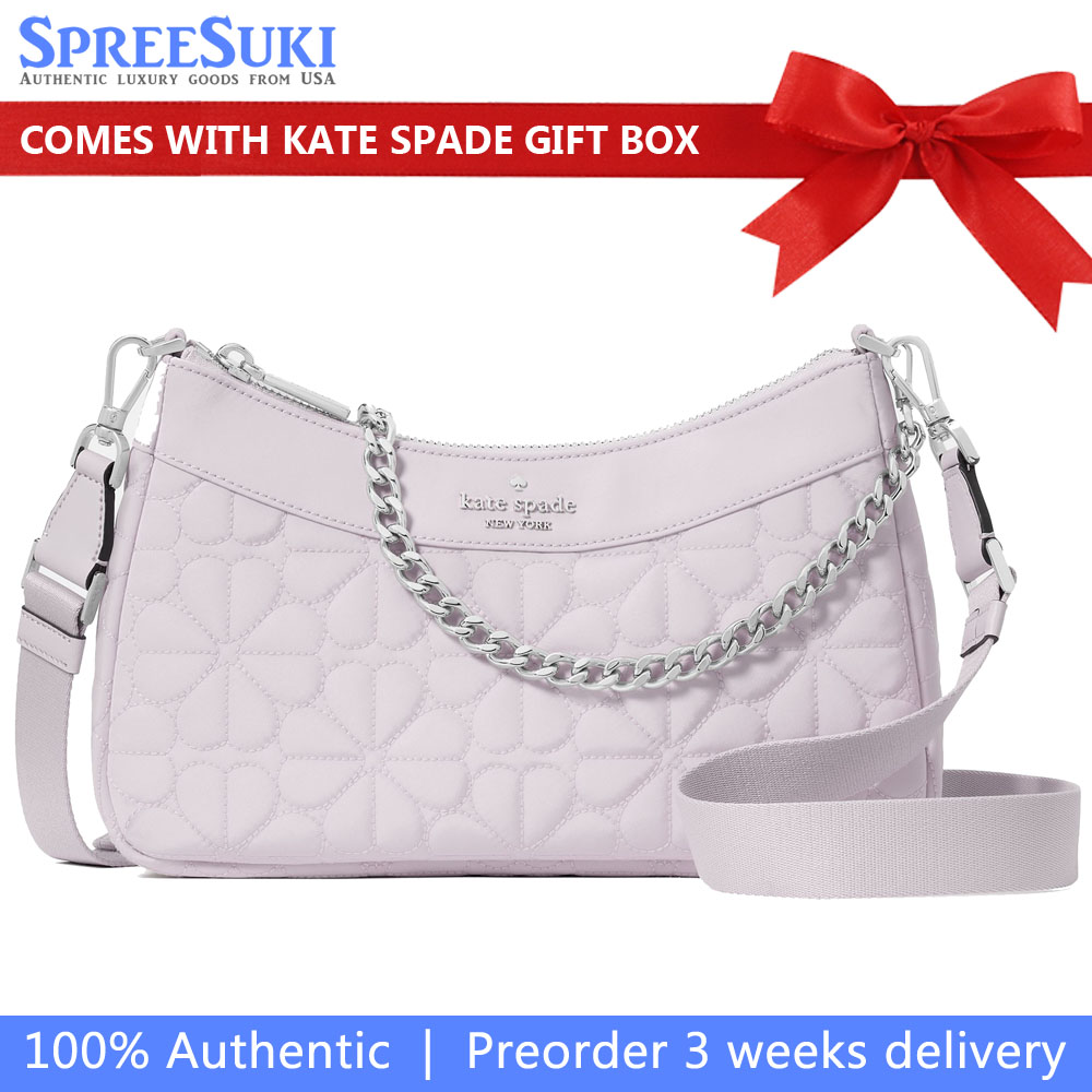Kate Spade Spade Flower Quilted Fabric Convertible Crossbody Pale Amethyst # KK077