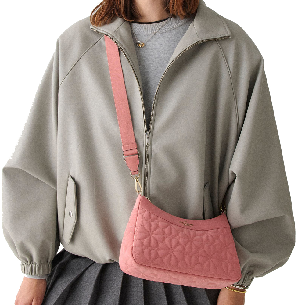 Kate Spade Spade Flower Quilted Fabric Convertible Crossbody Terracotta Tile # KK077