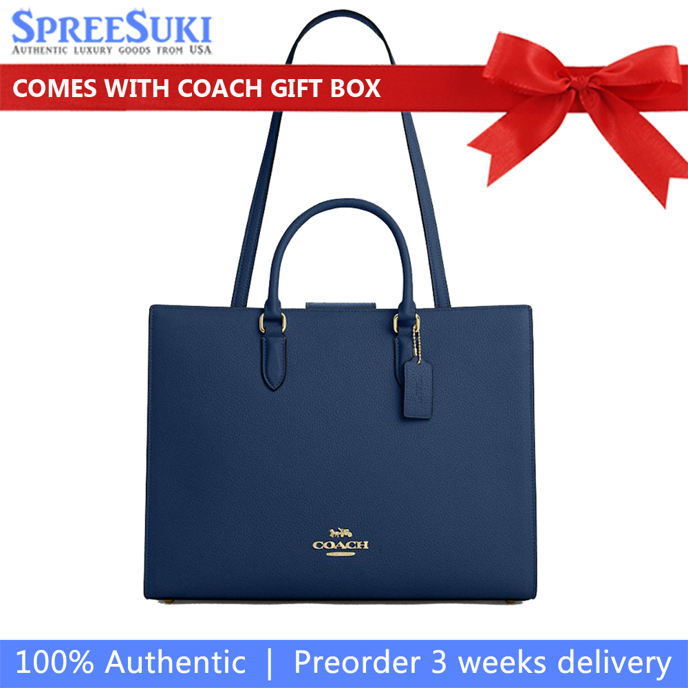 Coach Maggie Tote Bag Deep Blue # CY666