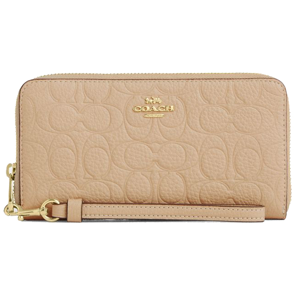 Coach Long Zip Around Wallet In Signature Leather Oat # CCL35