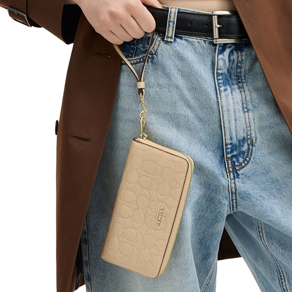 Coach Long Zip Around Wallet In Signature Leather Oat # CCL35