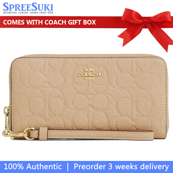 Coach Long Zip Around Wallet In Signature Leather Oat # CCL35
