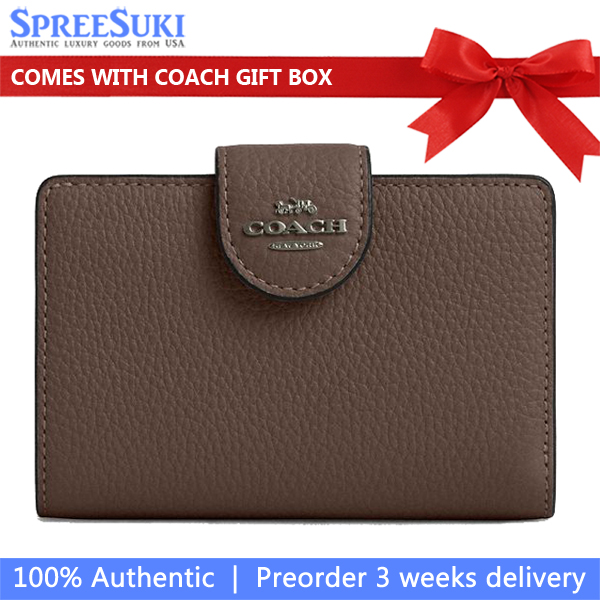 Coach Medium Corner Zip Wallet Qb Dark Stone # CBO41