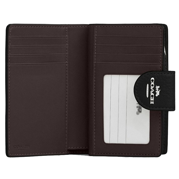 Coach Medium Corner Zip Wallet Silver Black # CBO41