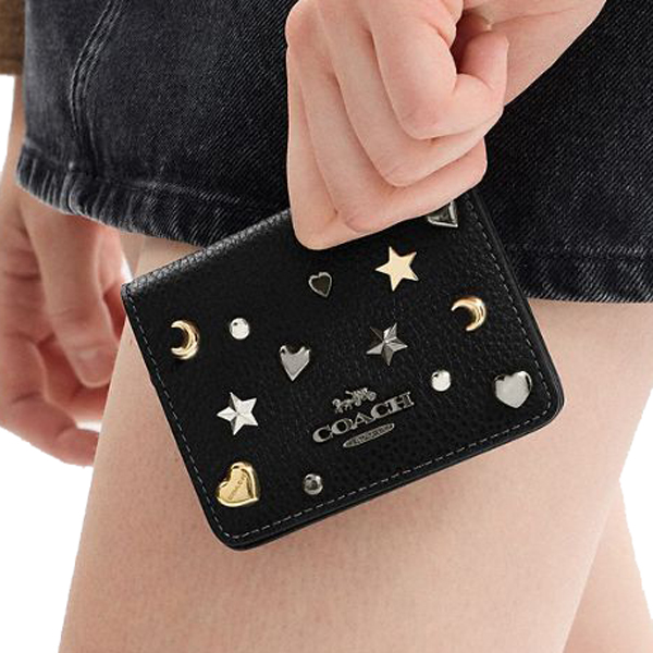 Coach Mini Wallet On A Chain With Rivets Gunmetal Black Multi # CCI79