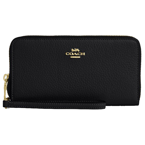 Coach Long Zip Around Wallet With Detachable Card Case Black # CBZ98
