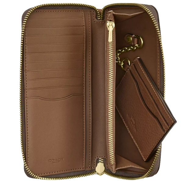Coach Long Zip Around Wallet With Detachable Card Case Dark Stone # CBZ98
