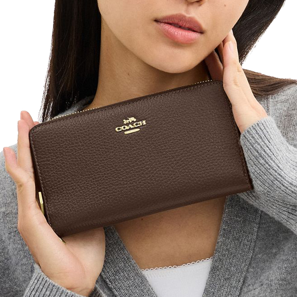 Coach Long Zip Around Wallet With Detachable Card Case Dark Stone # CBZ98