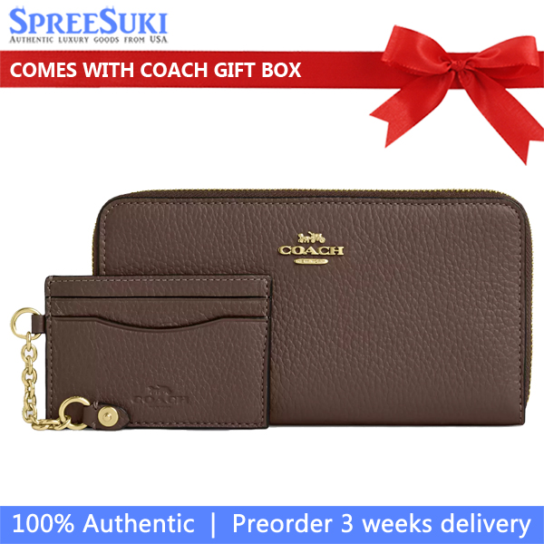 Coach Long Zip Around Wallet With Detachable Card Case Dark Stone # CBZ98