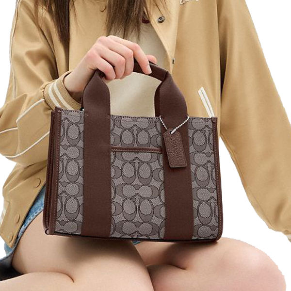 Coach Smith Tote Bag 24 In Signature Jacquard Silver Oak Maple # CAR78