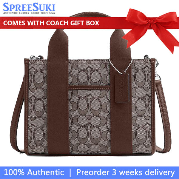 Coach Smith Tote Bag 24 In Signature Jacquard Silver Oak Maple # CAR78