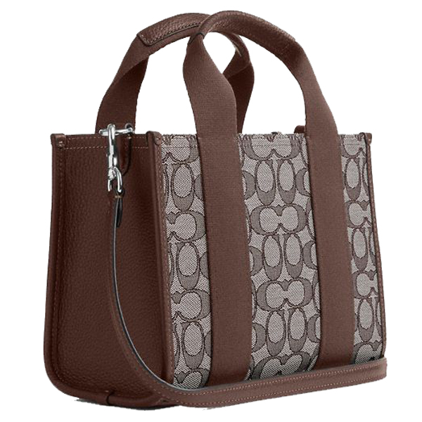 Coach Smith Tote Bag 24 In Signature Jacquard Silver Oak Maple # CAR78