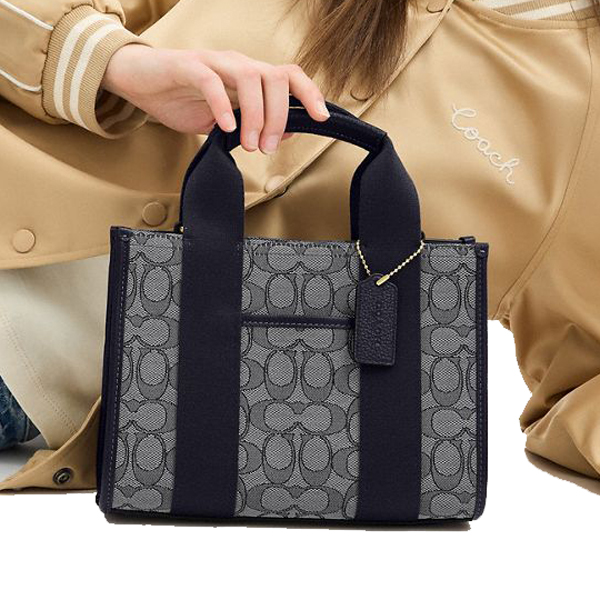 Coach Smith Tote Bag 24 In Signature Jacquard Navy Midnight Navy # CAR78