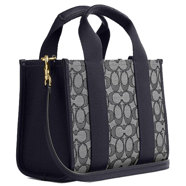 Coach Smith Tote Bag 24 In Signature Jacquard Navy Midnight Navy # CAR78