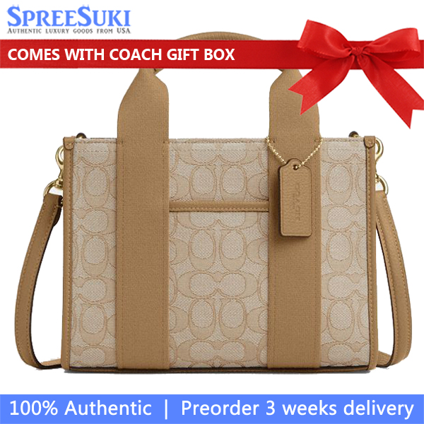Coach Smith Tote Bag 24 In Signature Jacquard Light Khaki Multi # CAR78