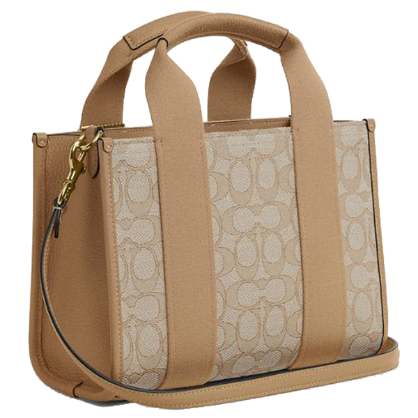 Coach Smith Tote Bag 24 In Signature Jacquard Light Khaki Multi # CAR78