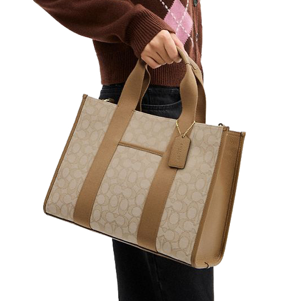 Coach Smith Tote Bag In Signature Jacquard Light Khaki Multi # CY367