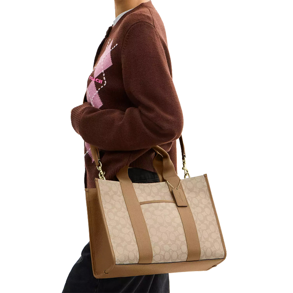 Coach Smith Tote Bag In Signature Jacquard Light Khaki Multi # CY367