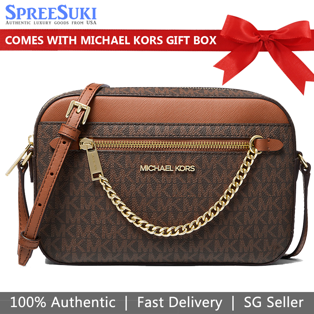 Michael Kors Crossbody Bag Large Jet Set Item Ew East West Chain Crossbody Brown # 35S1GTTC9B