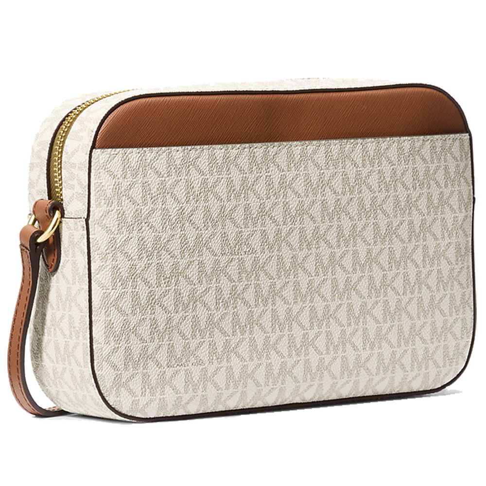 Michael Kors Crossbody Bag Large Jet Set Item Ew East West Chain Crossbody Vanilla Off White Acorn Brown # 35S1GTTC9B