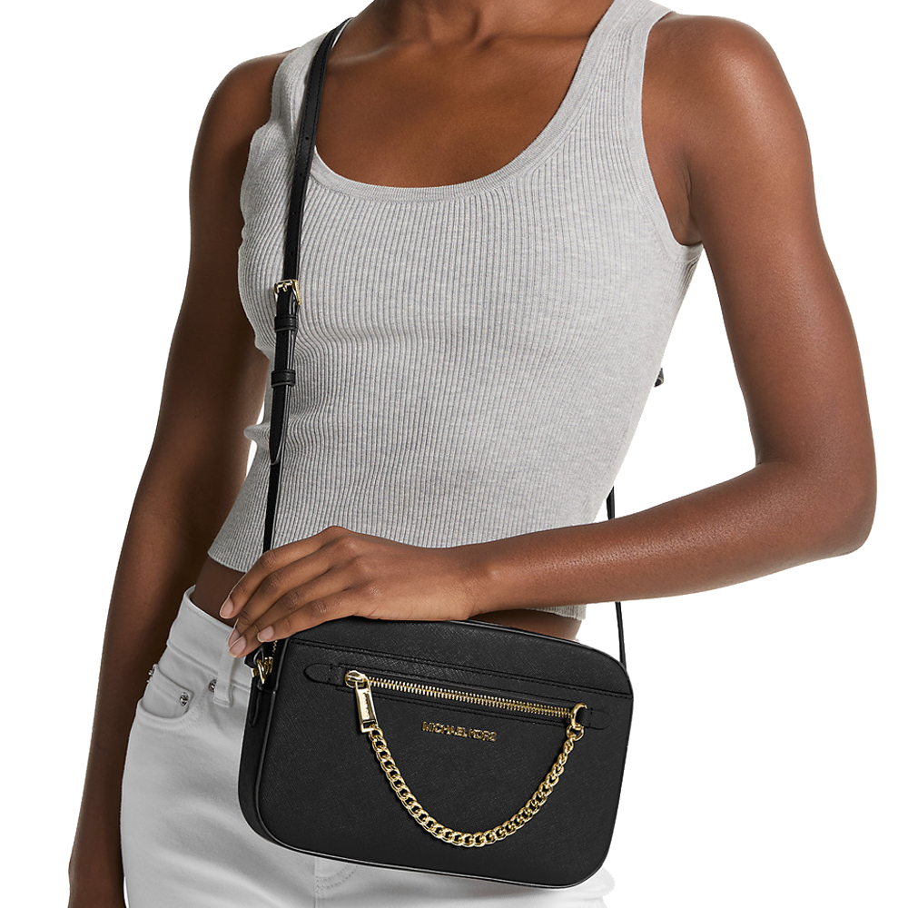 Michael Kors Crossbody Bag Jet Set Item Large East West Chain Crossbody Black # 35S1GTTC7L