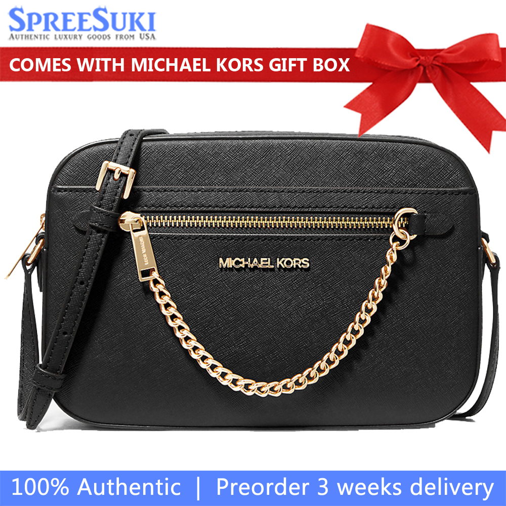 Michael Kors Crossbody Bag Jet Set Item Large East West Chain Crossbody Black # 35S1GTTC7L