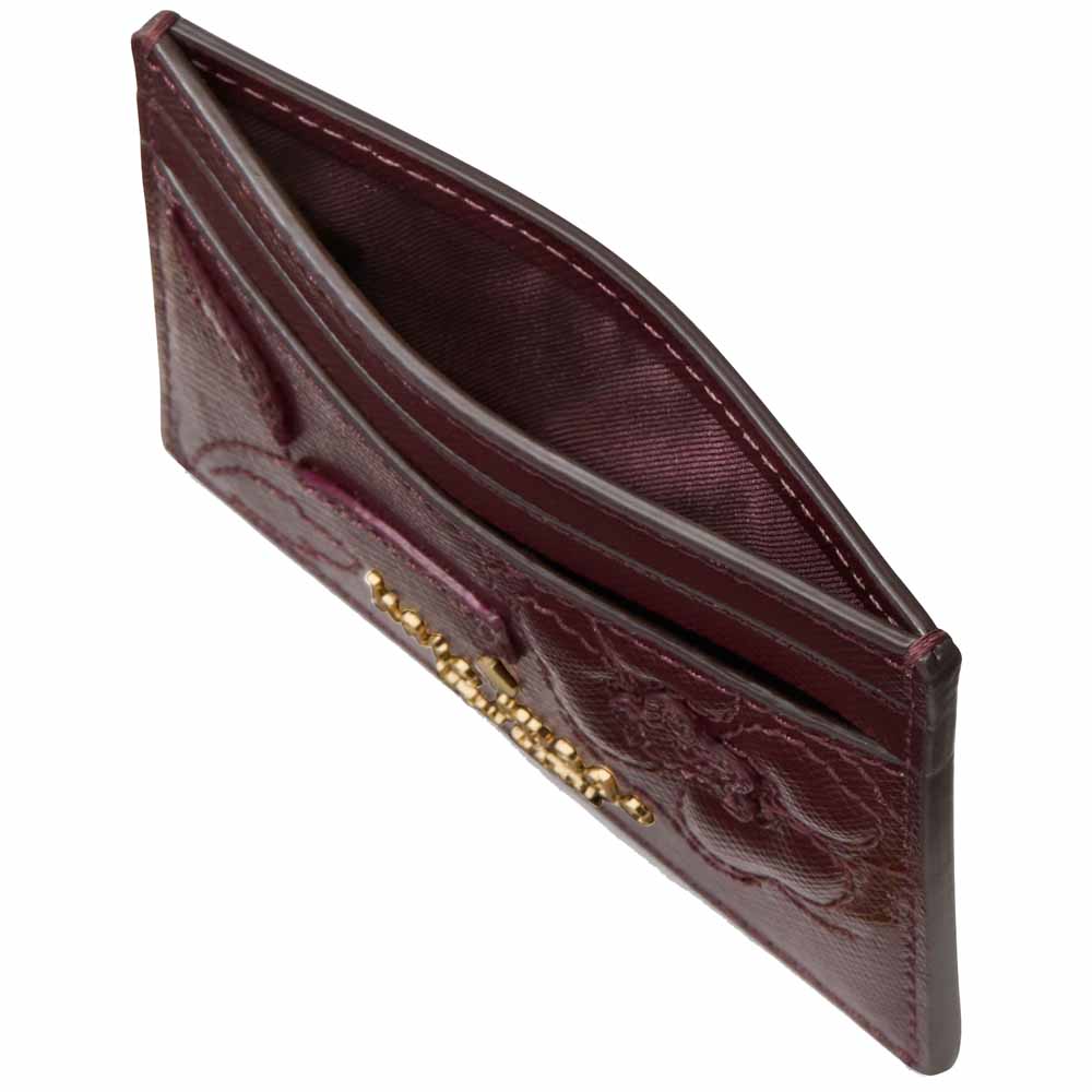 Kate Spade Madison Floral Applique Small Slim Card Holder Dark Merlot # KL871