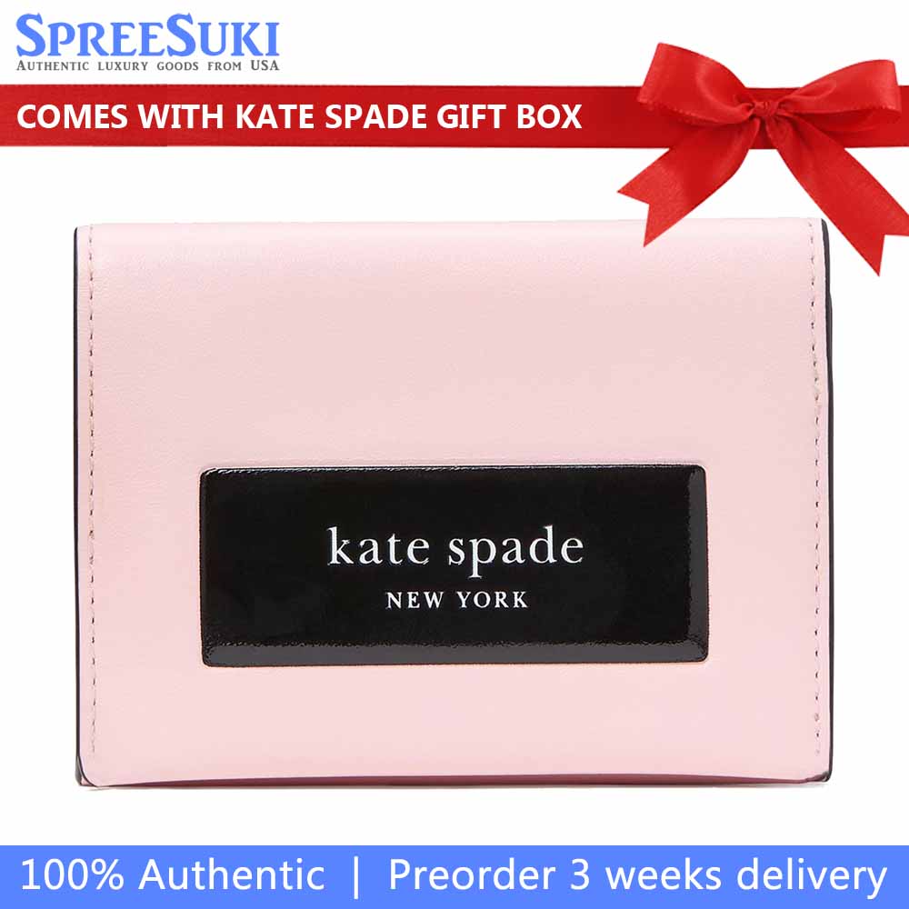Kate Spade Label Card Case Trifold Wallet Pastry Pink # KI724
