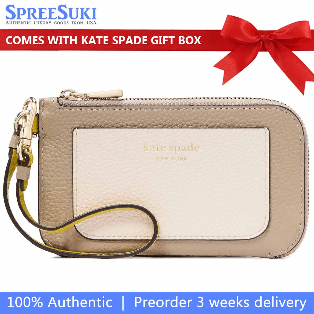Kate Spade Ava Colorblocked Coin Card Case Wristlet Tigers Eye Multi # KF932