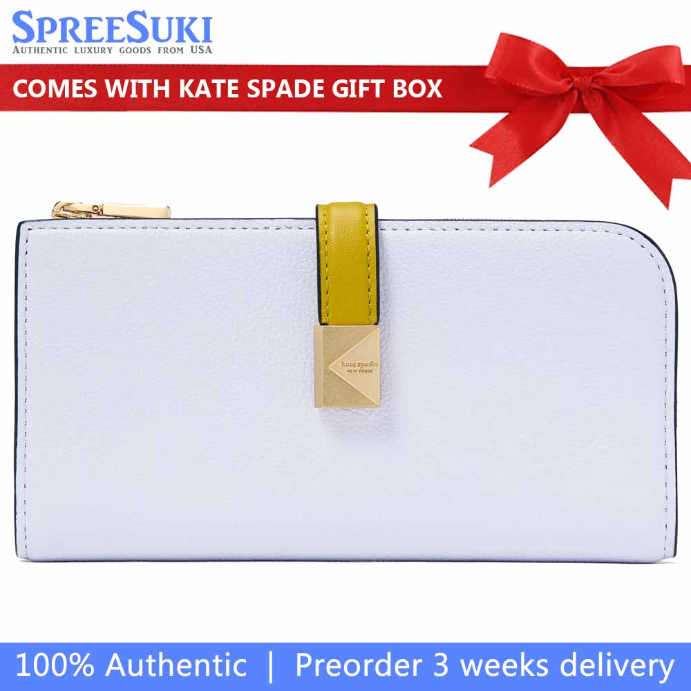 Kate Spade Deco Colorblocked Zip Slim Wallet Pale Sapphirine Multi # KJ692
