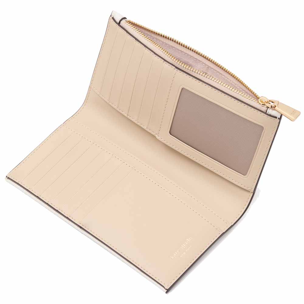 Kate Spade Knott Colorblocked Zip Slim Wallet Light Cream Multi # KH174