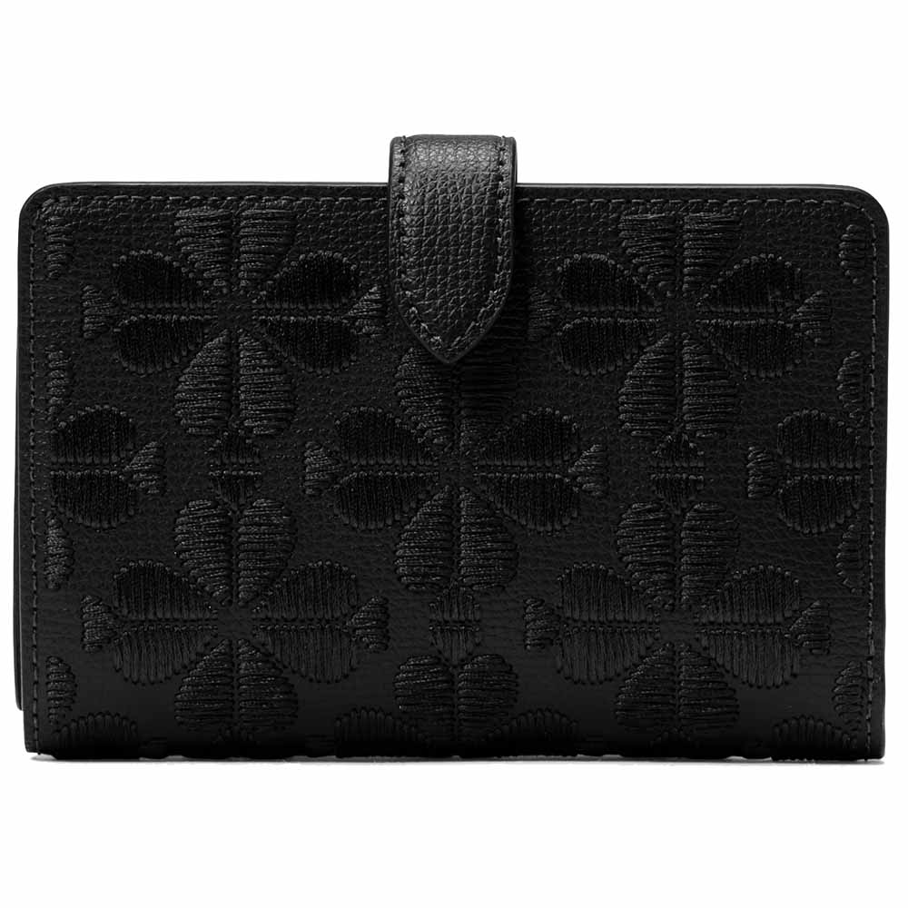 Kate Spade Spade Flower Embroidered Medium Bifold Wallet Black # KL899