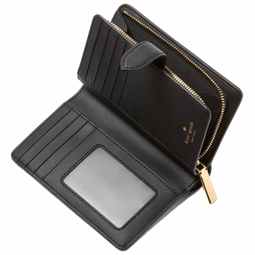 Kate Spade Spade Flower Embroidered Medium Bifold Wallet Black # KL899