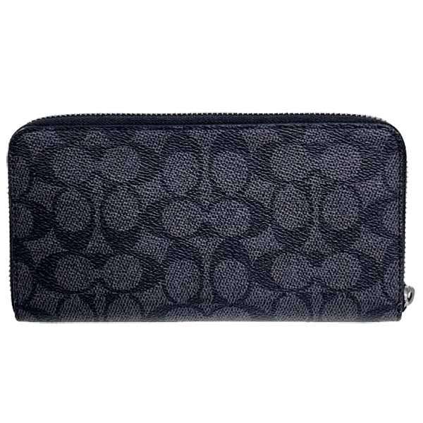 Coach Men Accordion Wallet In Signature Canvas Gunmetal Charcoal Black # CY405