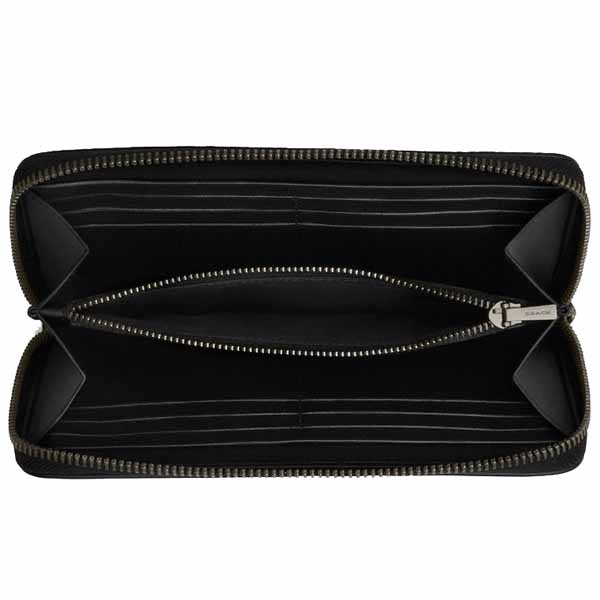 Coach Men Accordion Wallet In Signature Canvas Gunmetal Charcoal Black # CY405