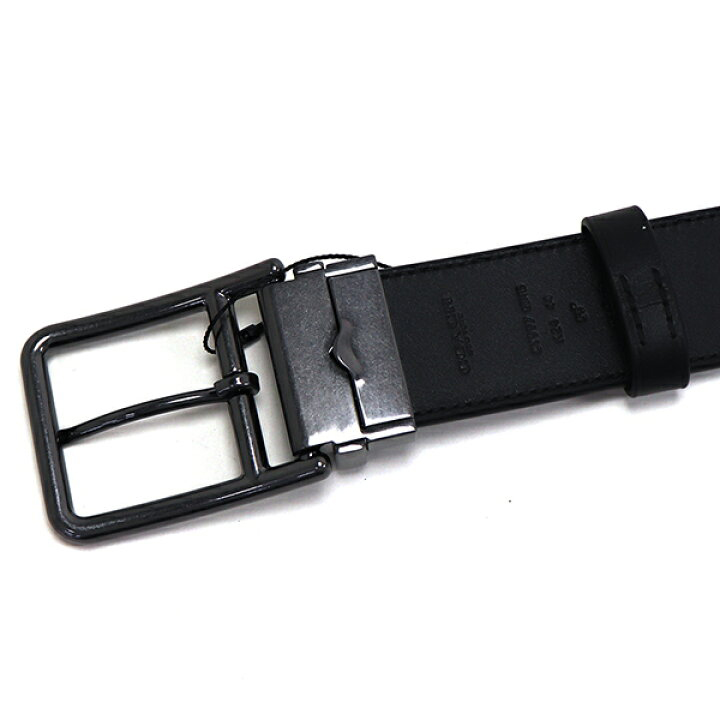Coach Men Double Bar Buckle Cut To Size Reversible Belt, 38 Mm Gunmetal Charcoal Black # CY997
