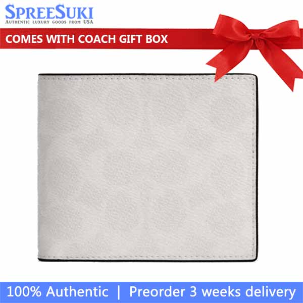 Coach Men Compact Id Wallet In Signature Chalk & Black # CW380