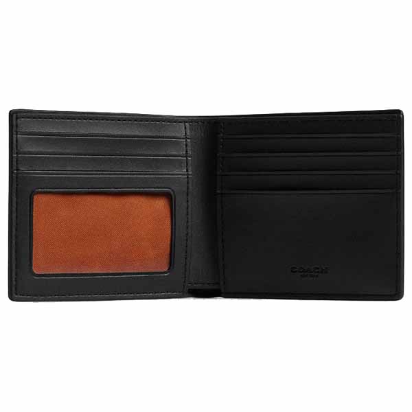 Coach Men Id Billfold Wallet In Signature Canvas Qb Tan Black # CY394