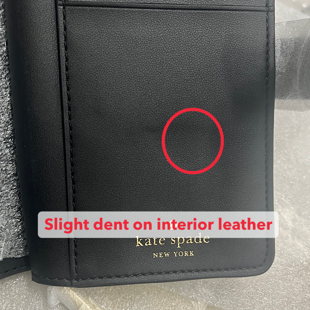 Kate Spade Medium Wallet Carey Smooth Quilted Medium Compact Bifold Black # KG424D2