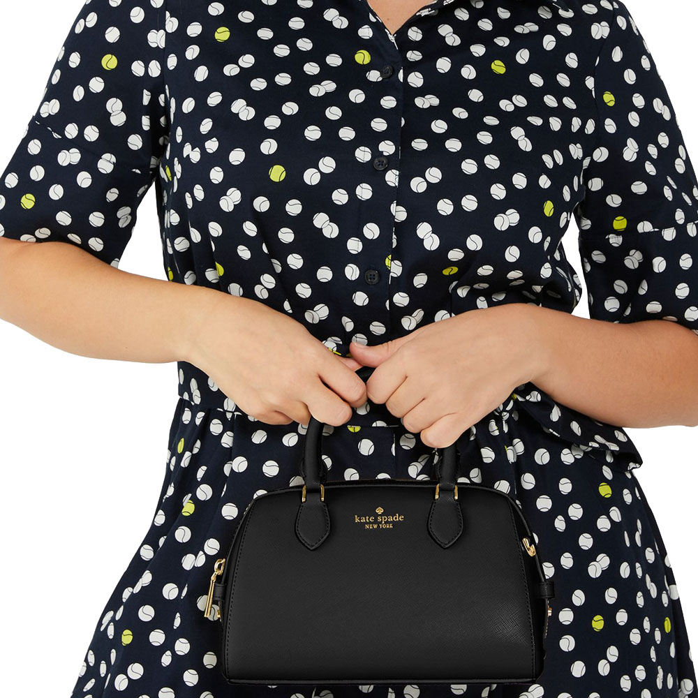Kate Spade Madison Saffiano Leather Duffle Crossbody Bag Sling Black # KF493D2