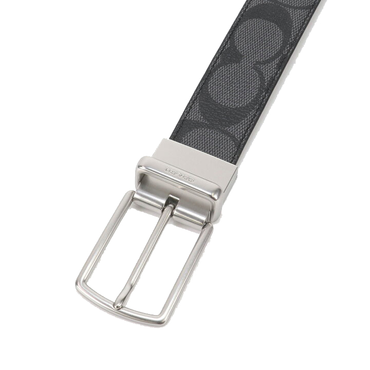 Coach Men Harness Buckle Cut To Size Reversible Belt, 30 Mm Charcoal Black # CQ016