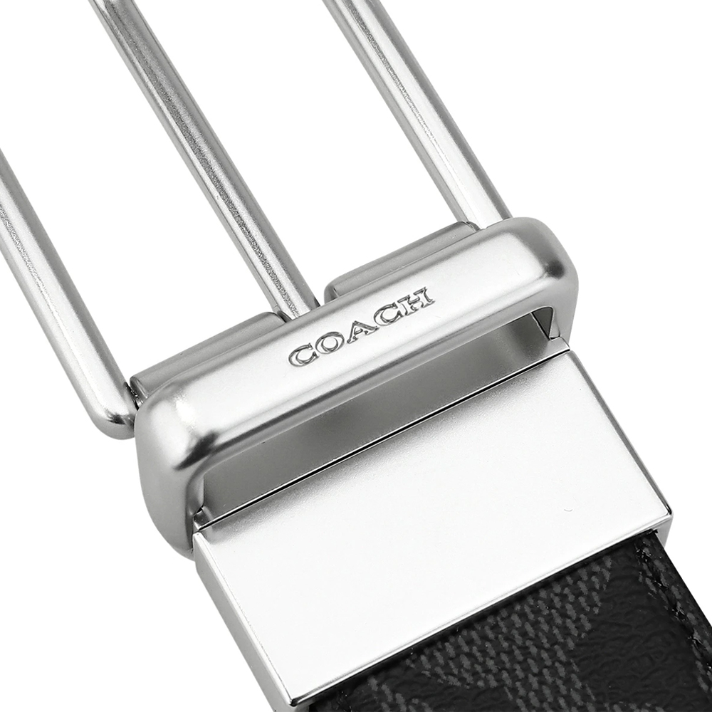 Coach Men Harness Buckle Cut To Size Reversible Belt, 30 Mm Charcoal Black # CQ016