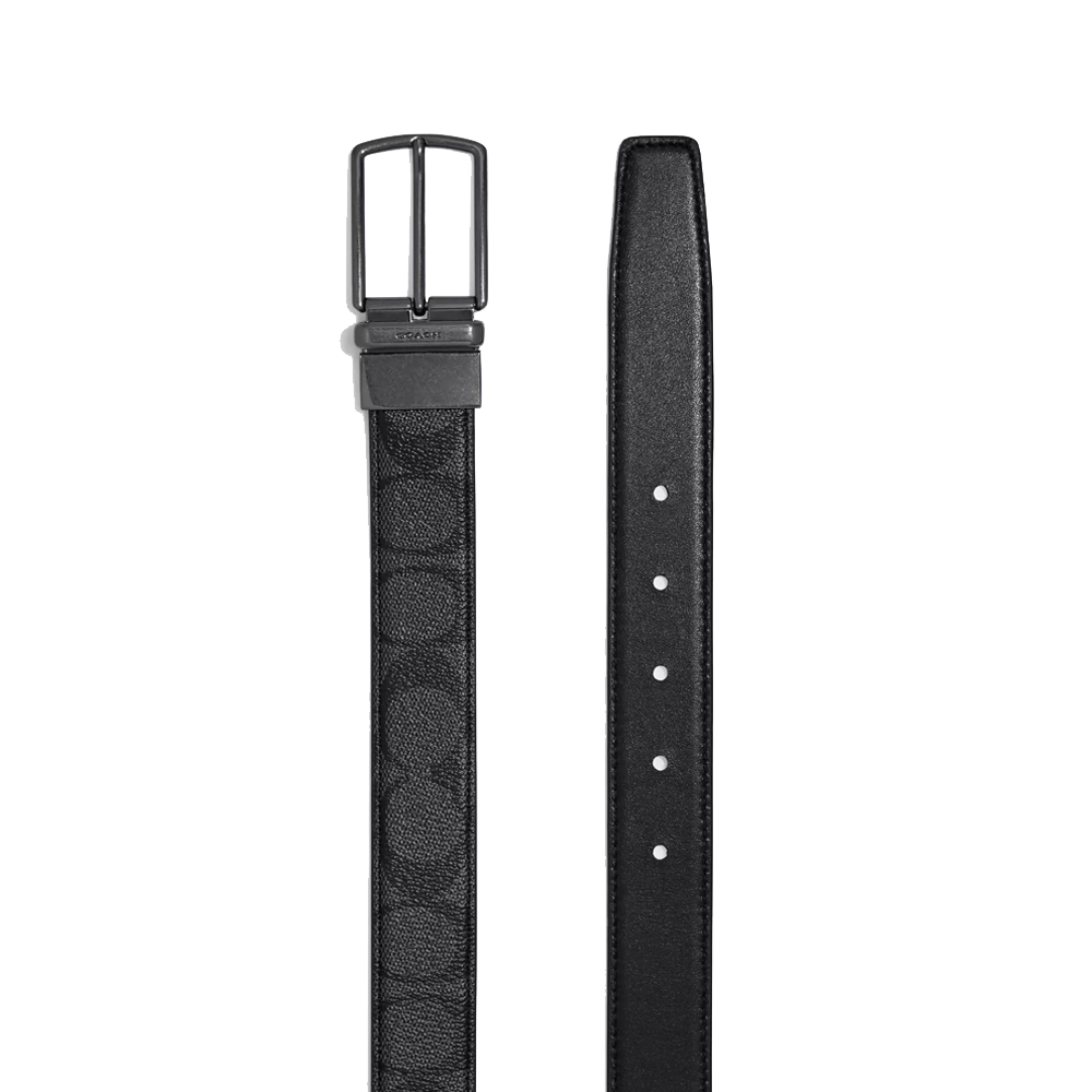 Coach Men Harness Buckle Cut To Size Reversible Belt, 30 Mm Charcoal Black # CQ016