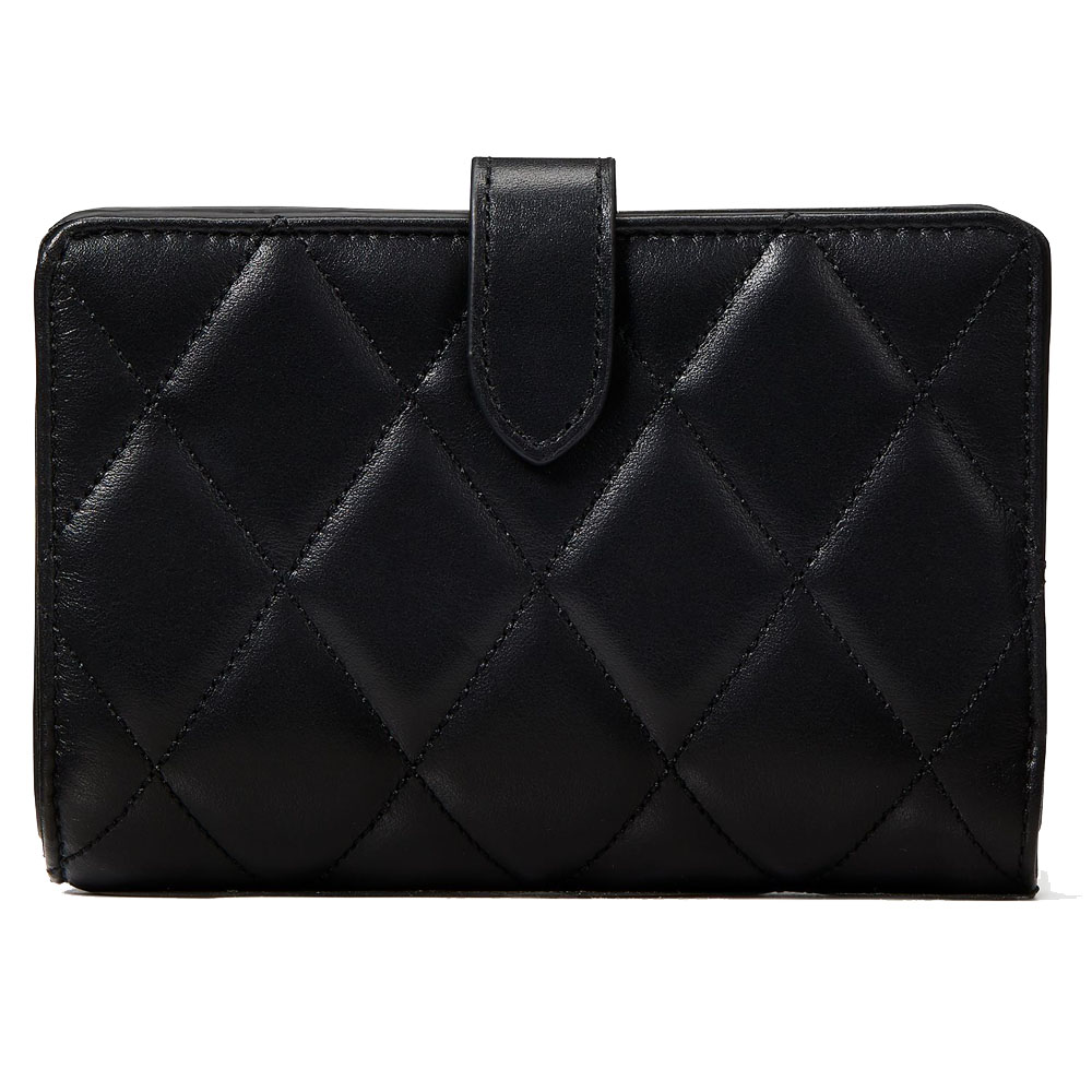 Kate Spade Medium Wallet Carey Smooth Quilted Medium Compact Bifold Black # KG424D2