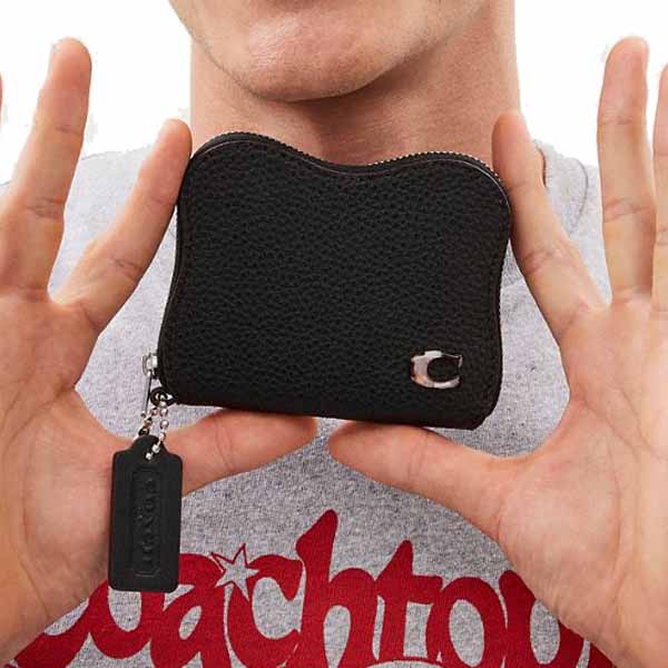Coach Men Zip Around Wallet In Coachtopia Leather Black # CBM03